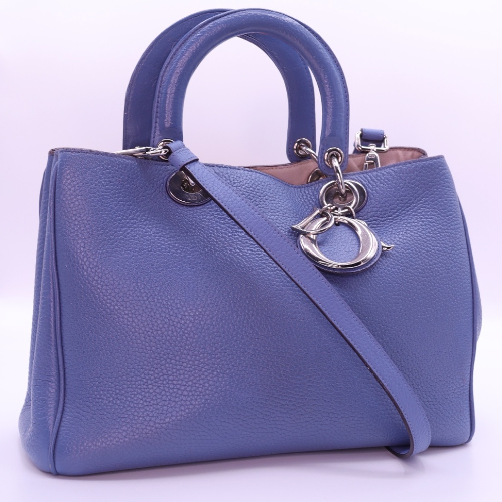 Dior Blue Leather Shoulder Bag with Silver Hardware